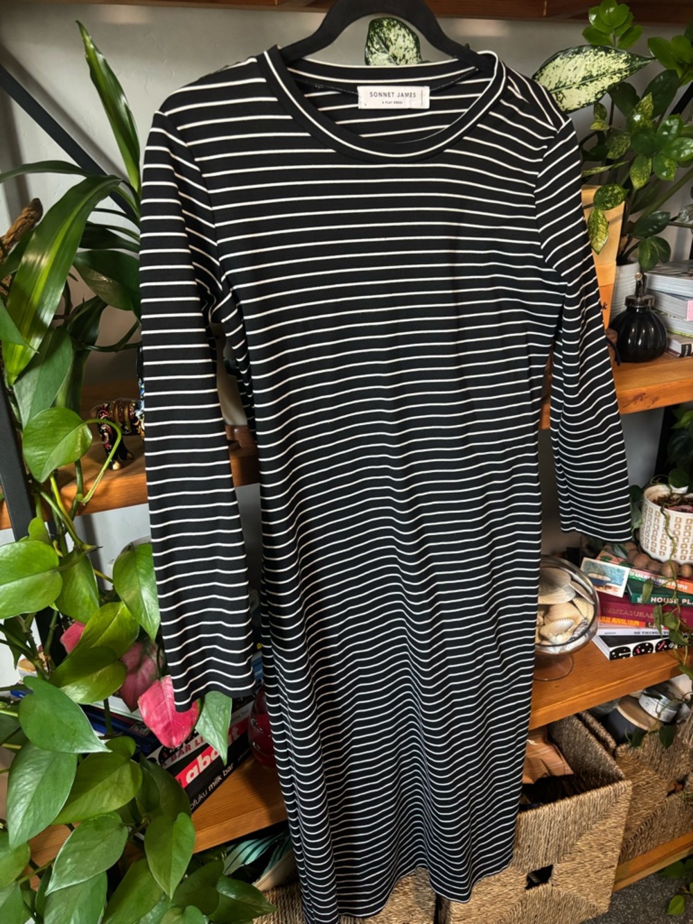 Sonnet James Black & White Striped Long Sleeve Play Dress | Small - Picture 3 of 5